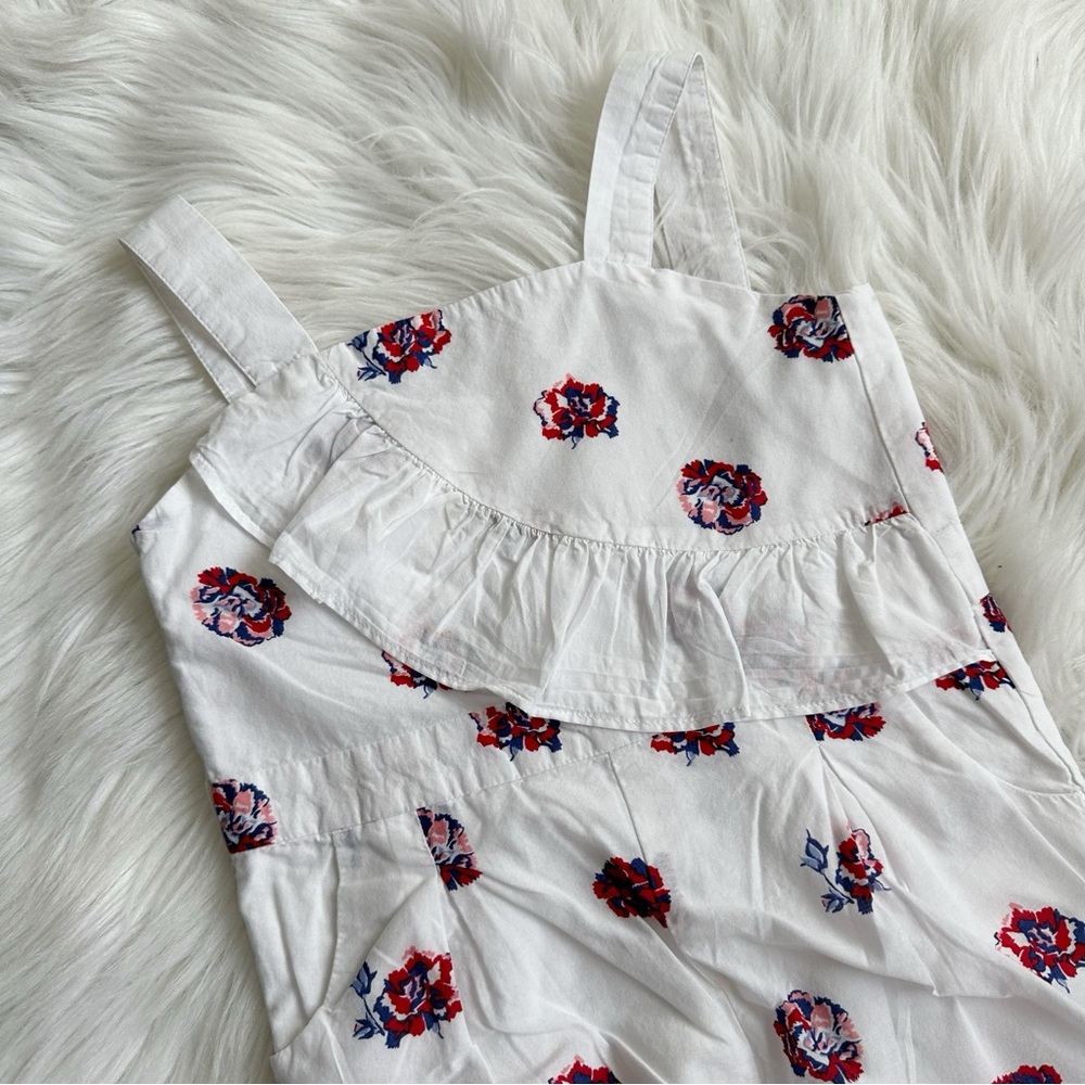 Janie and Jack White Ruffled Floral Jumpsuit